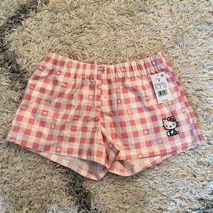 NWT Limited Edition Hello Kitty Pink Gingham Button-Front Boxer Shorts Size Smal
